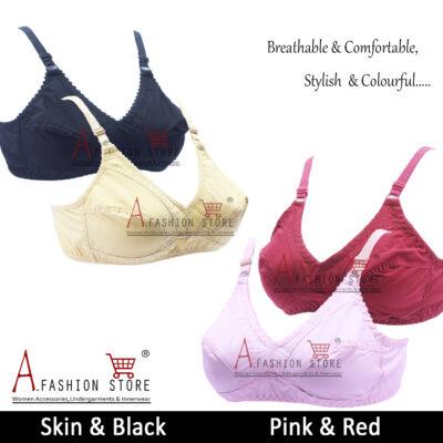 Pack of 4 Cotton Bra for Girls Premium Quality 32-42 Size